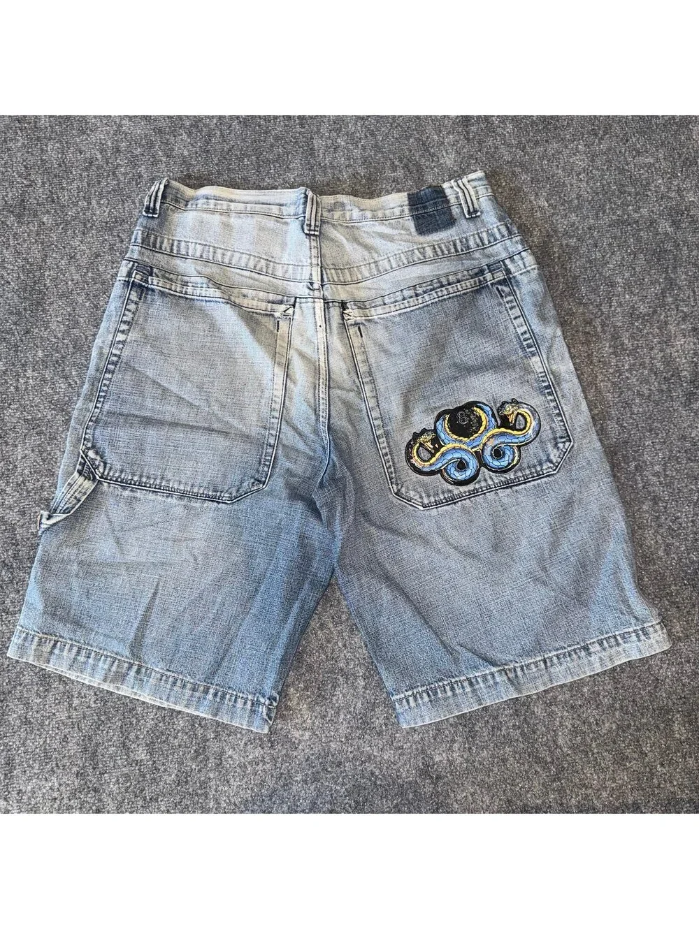JNCO Jeans Grail Baggy Carpenter Denim Jorts Mens XL 36 Vtg y2k 90s Rare Snake